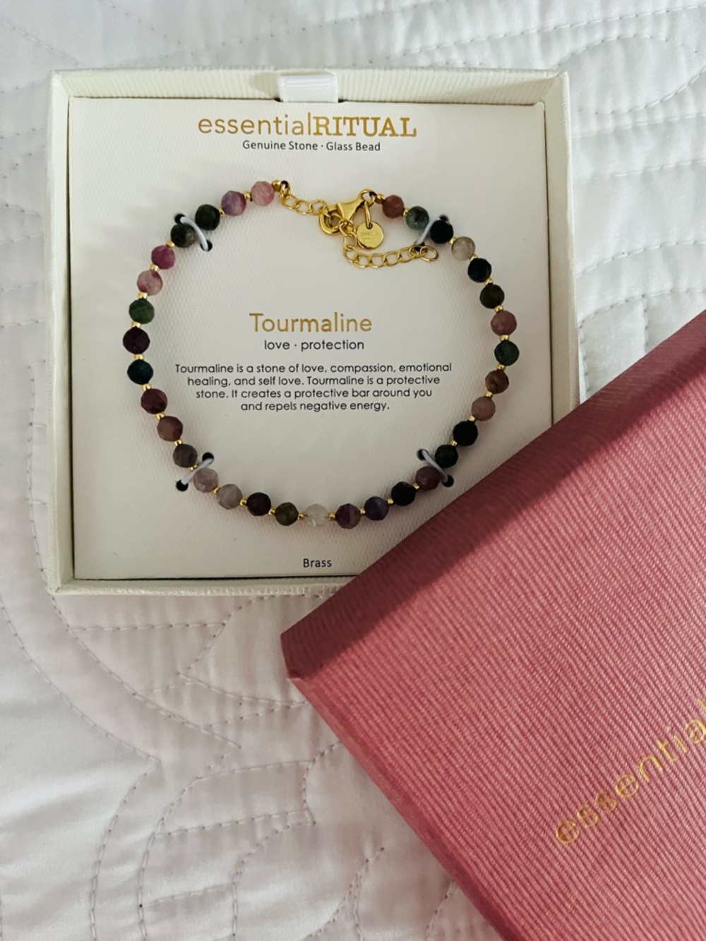 Multicolor Tourmaline Bead Bracelet with Gold Chain